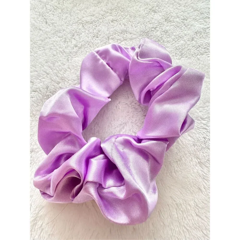 Light purple color satin hair scrunchie